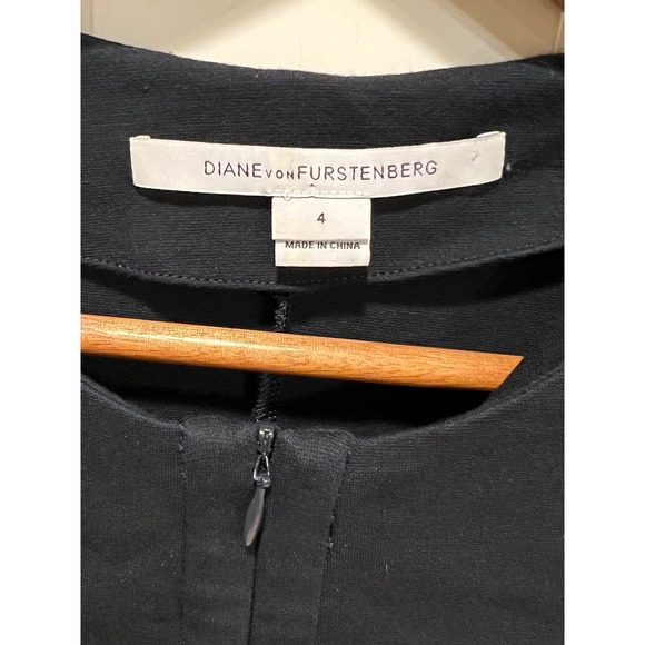 Diane von Furstenberg Saturn Navy Blue Full Front Zip Sheath Dress Size 4 - Picture 2 of 8